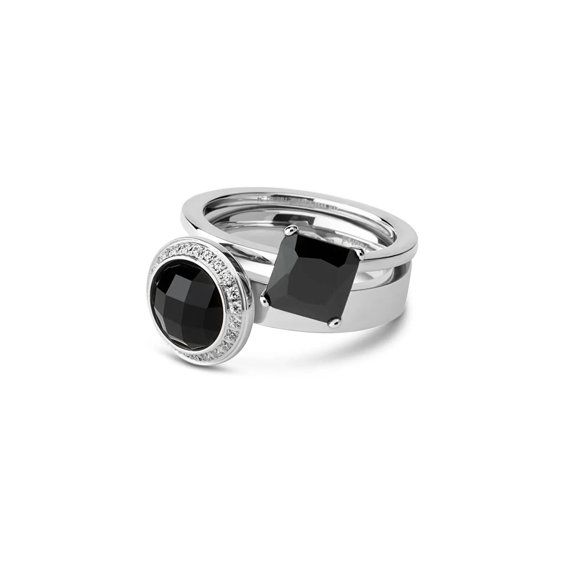 Fashion Melano Jewelry Melano Twisted Black Glitter Ringen Set