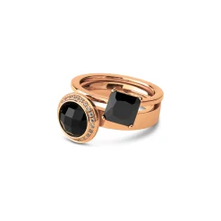Fashion Melano Jewelry Melano Twisted Black Glitter Ringen Set