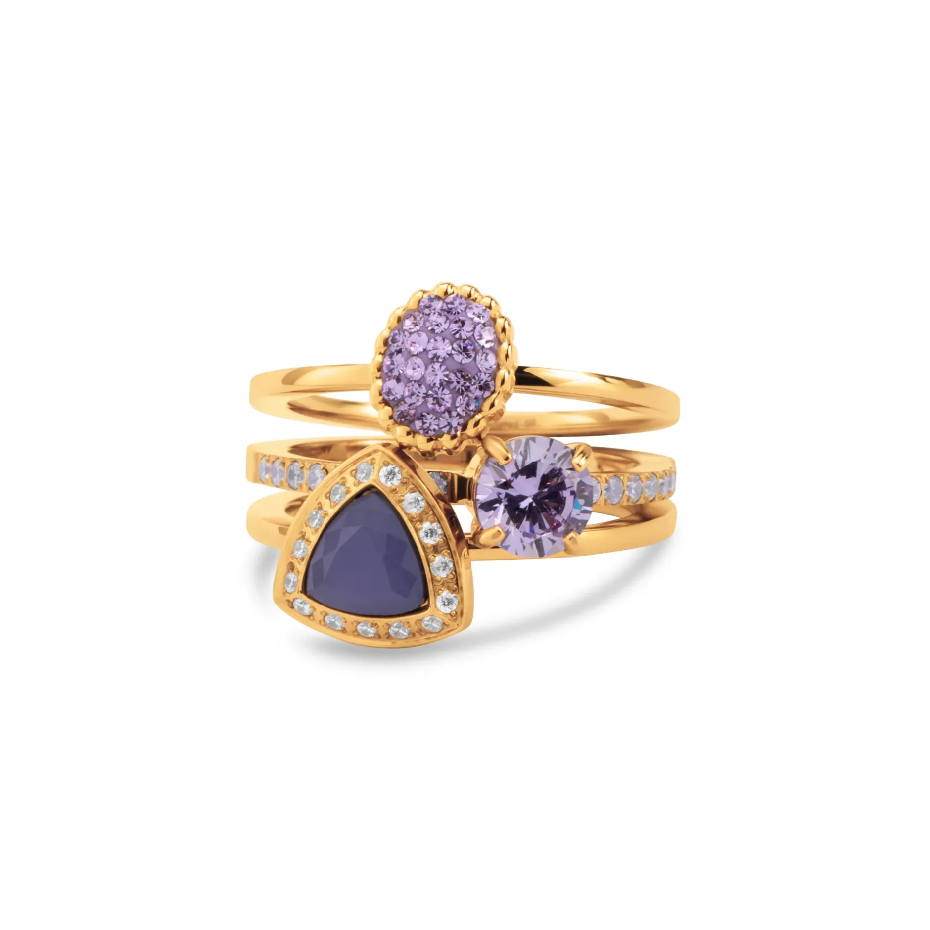 Fashion Melano Jewelry Melano Twisted Lavender Smash Ringen Set