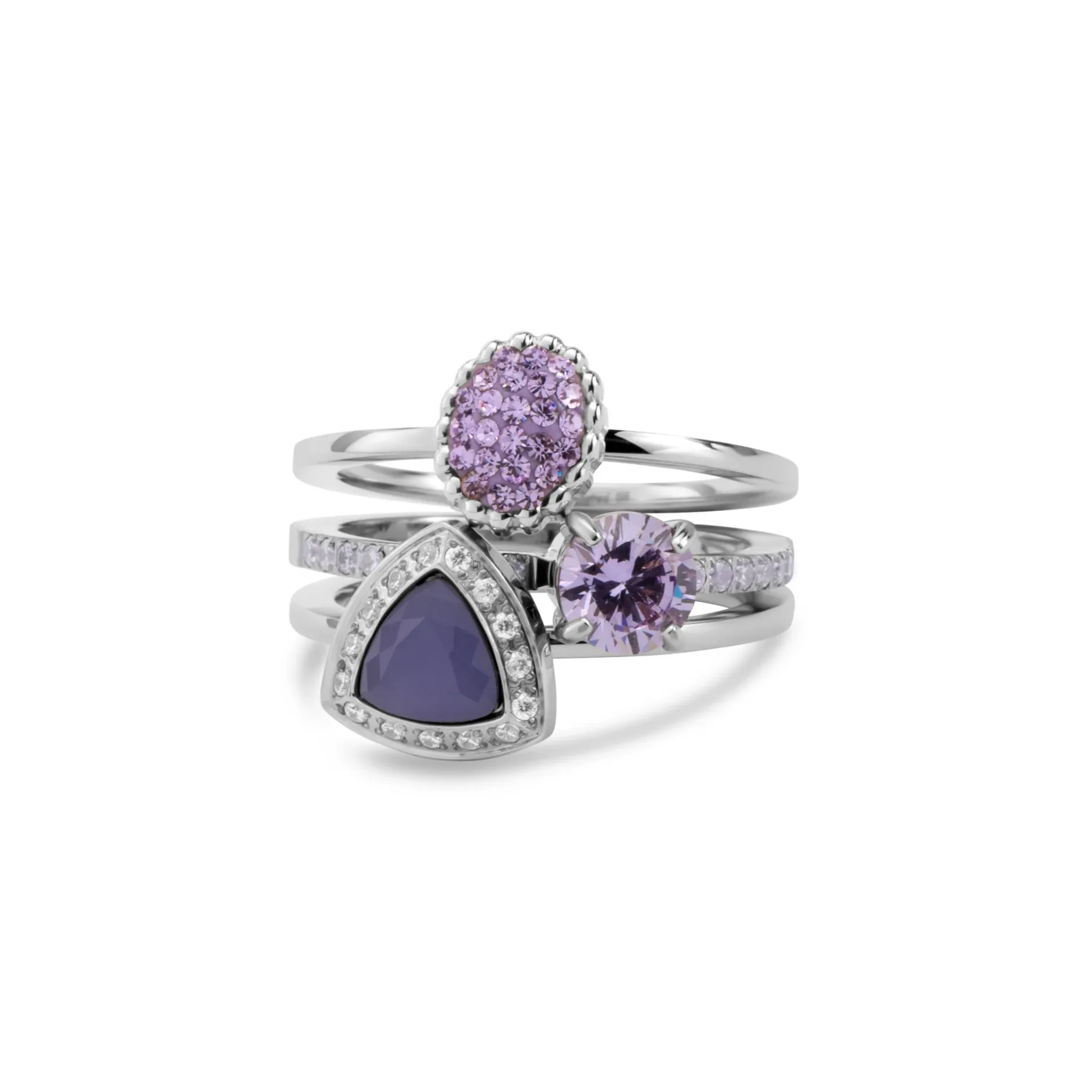 Fashion Melano Jewelry Melano Twisted Lavender Smash Ringen Set