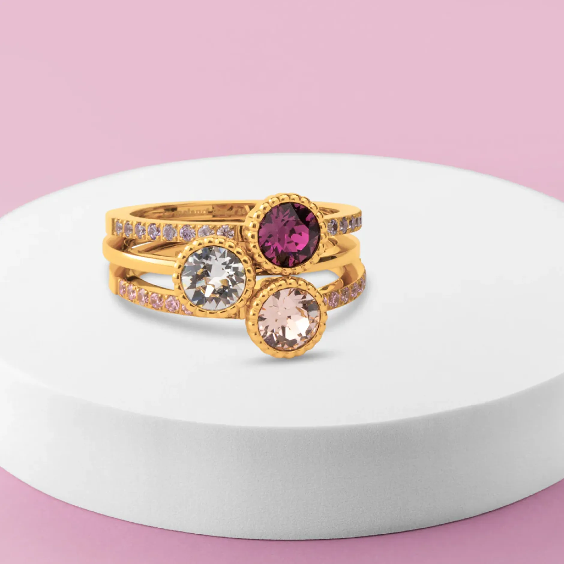 Hot Melano Jewelry Melano Twisted Purple Gleam Ringen Set